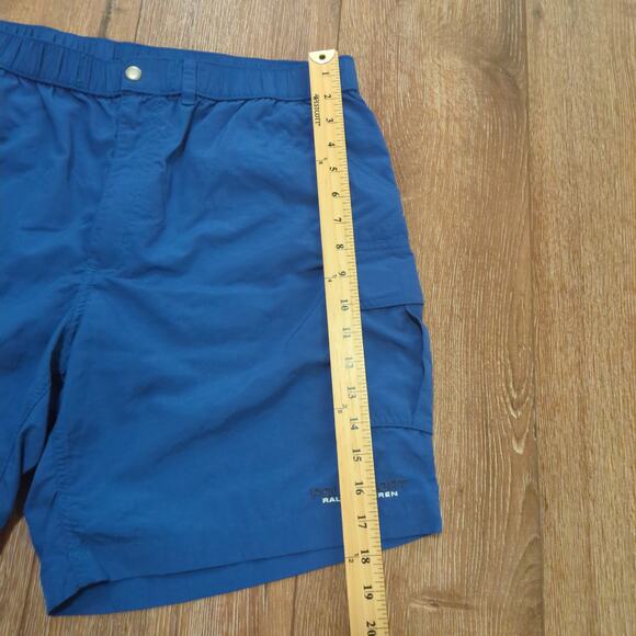 VTG Polo Sport Ralph Lauren Men's Large Nylon Shorts Royal Slate Blue Cargo Y2K - Picture 7 of 9